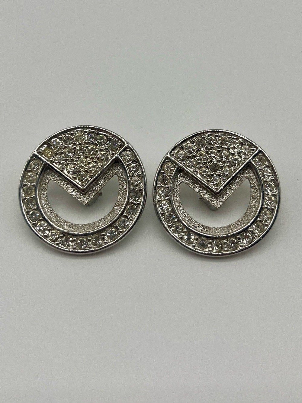 BOGOLA Crystal Pavé Circular Silver Stud Earrings